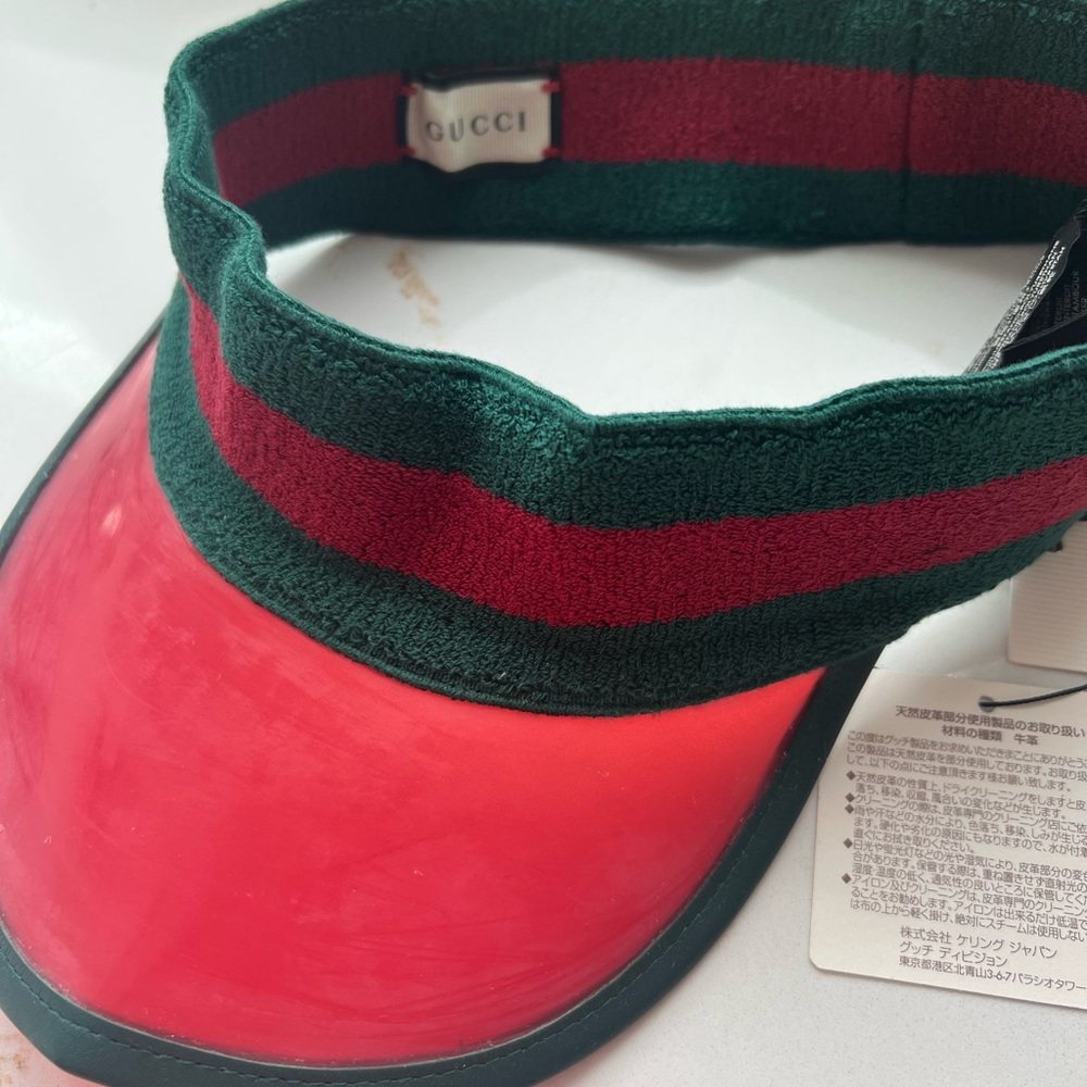 NWT Gucci Green and Red Striped Visor - Picture 8 of 10
